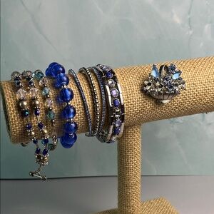 6 piece Blue and Silver Jewelry Set